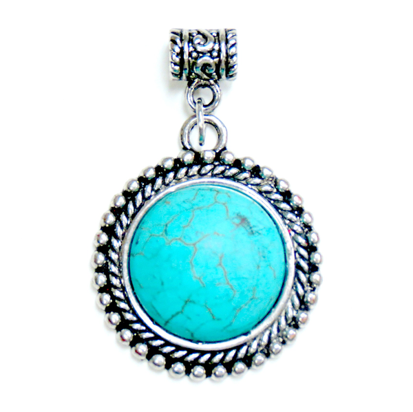 Round Synthetic Turquoise Pendant