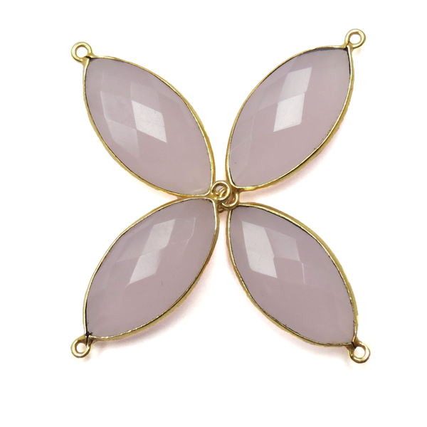 Rose Quartz Bezel,24k Gold Vermeil 13x31mm; 1pc