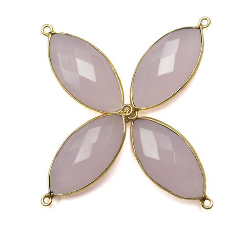 Rose Quartz Bezel,24k Gold Vermeil 13x31mm; 1pc