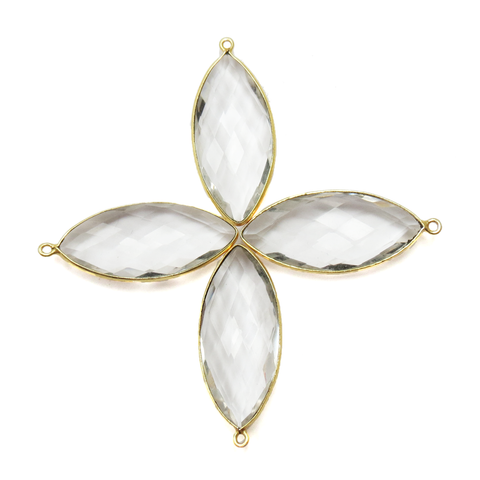 Crystal Quartz Bezel,24k Gold Vermeil 15x35mm; 1pc