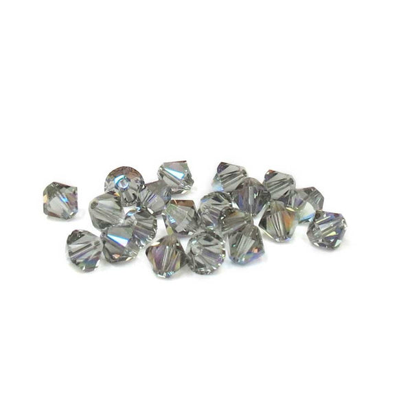 Swarovski Crystal, Bicone, 6mm - Black Diamond AB; 20 PCS