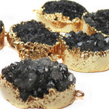 Black Druzy Connector-Gold