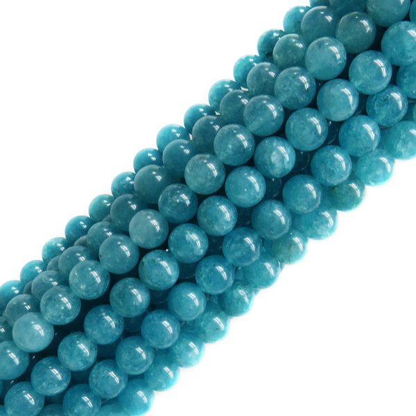 Blue Quartz, Round, 10mm; 1 Strand