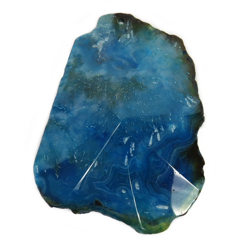 Blue Faceted Agate Slice Pendant