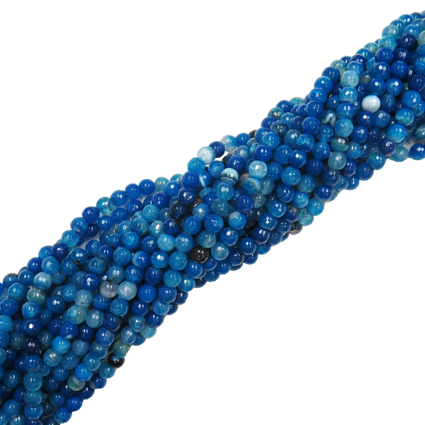 Deep Blue Faceted Fire Agate; 6mm