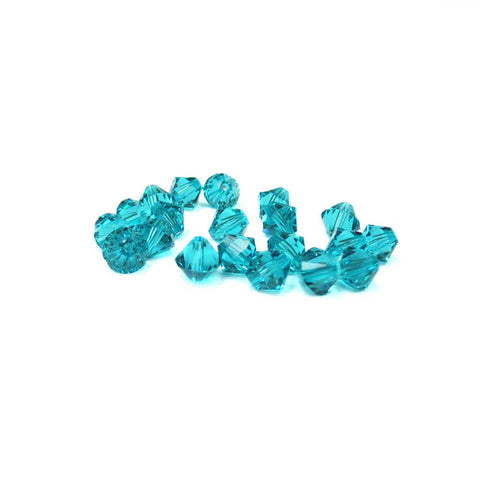 Swarovski Crystal, Bicone, Blue Zircon, 6mm; 20pcs