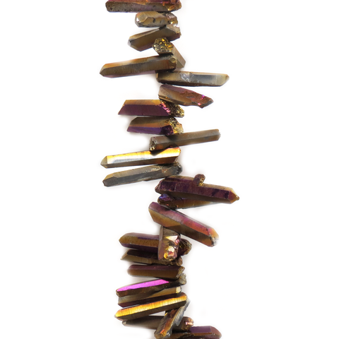 Brown Two Toned Top Drilled Quartz, 25x6mm; 1 piece