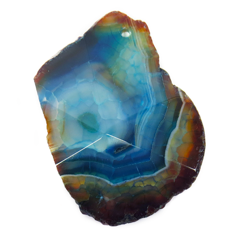 Brown & Blue Faceted Agate Slice Pendant