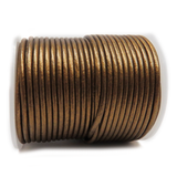 Round Genuine Leather, 1.5mm; Metallic Brown- 1 yard