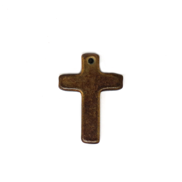 Burnt Horn Cross Pendant, 44x34mm; 1 piece