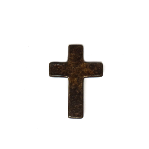 Burnt Horn Cross Bead, 44x34mm; 1 piece