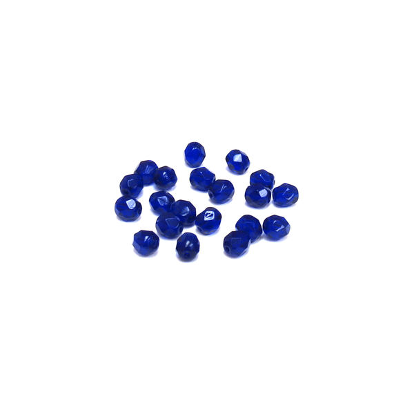 Cobalt, Round Faceted Fire Polished; 6mm - 20 pcs