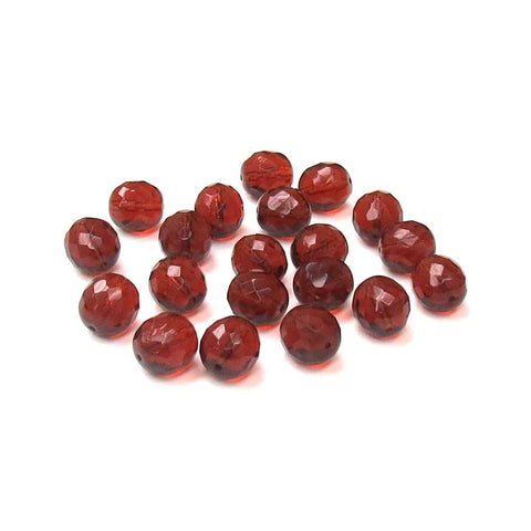 Coffee, Round Faceted Fire Polished; 12mm - 20 pcs