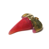 Gold Agate Shark Tooth Pendant, Coral Pink, 48x37mm; 1 piece