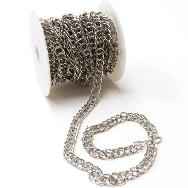 Two Step Chain; Antique Silver- per foot.