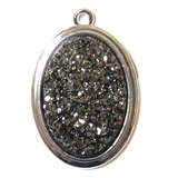 Charcoal Grey AB Druzy Resin Pendant; Large - Silver