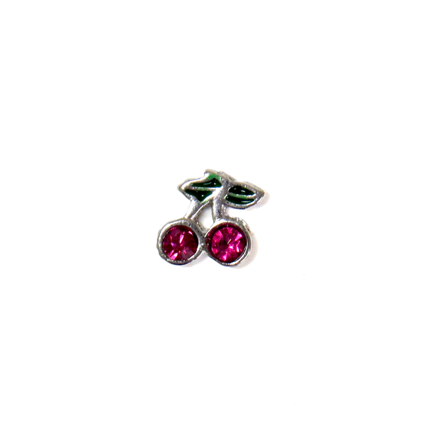 Fuschia Cherries with Rhinestones - Floating Charm