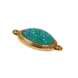 Blue AB Druzy Resin Connector; Small - Gold