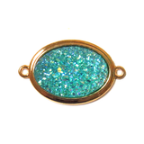 Blue AB Druzy Resin Connector; Large - Gold