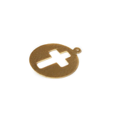 Cross Medal Charm, Gold Filled, 16mm; 1 piece