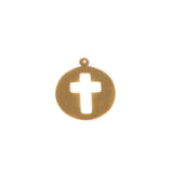 Cross Medal Charm, Gold Filled, 16mm; 1 piece