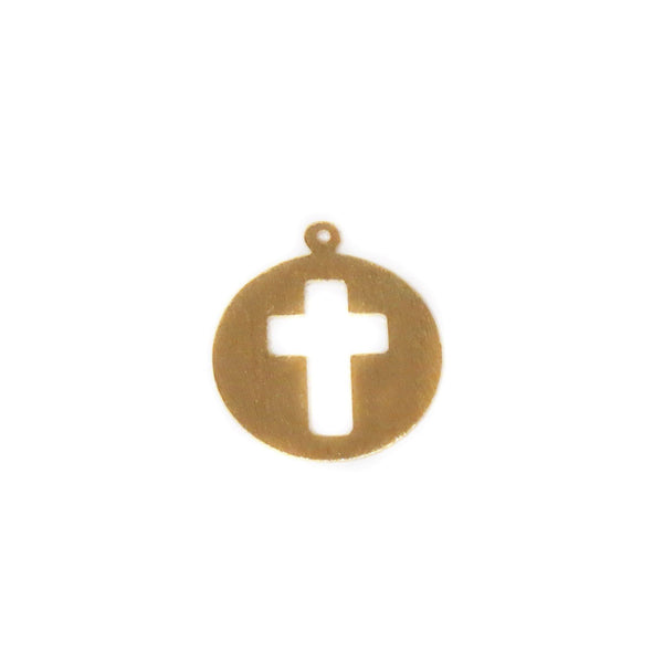 Cross Medal Charm, Gold Filled, 16mm; 1 piece