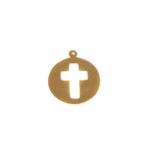 Cross Medal Charm, Gold Filled, 16mm; 1 piece