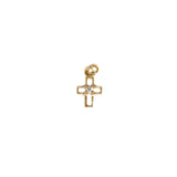 Cross with Rhinestone, Gold Filled, 13x8mm; 1 piece