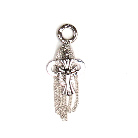 Cross with White Chains - Silver