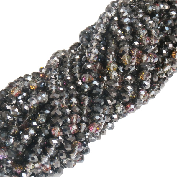 Rondelle Black Two Tone AB, 8mm