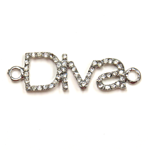Diva Rhinestone Connector; Silver
