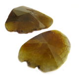 Dark Yellow Faceted Agate Slice Pendant