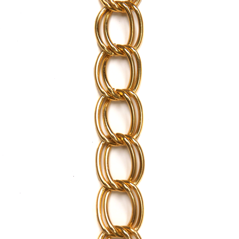 Double Link Aluminum Curb Chain; 17x22mm: Gold- 1 foot