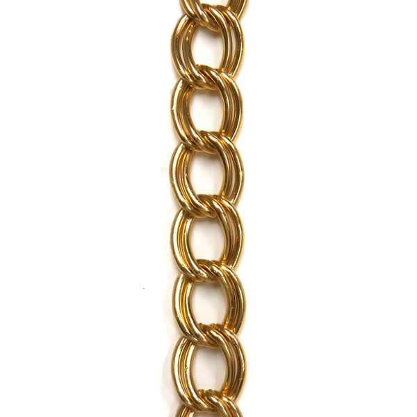Double Link Aluminum Curb Chain; Gold: 13x16mm- 1 foot