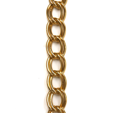 Double Link Aluminum Curb Chain; Gold: 13x16mm- 1 foot