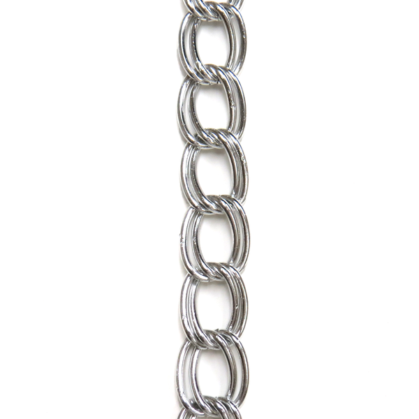 Double Link Aluminum Curb Chain; Silver: 13x16mm- 1 foot