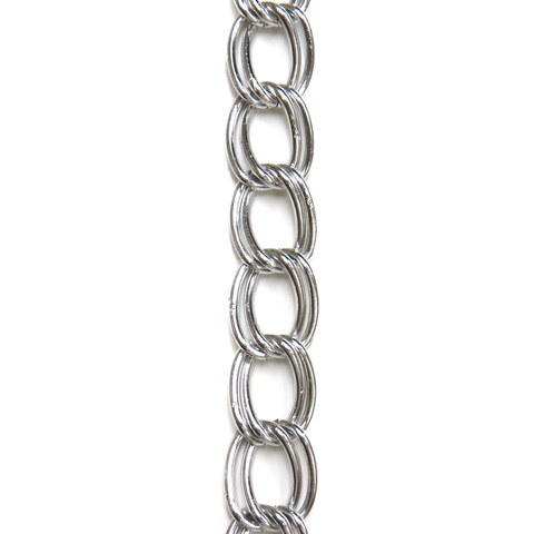 Double Link Aluminum Curb Chain; Silver: 13x16mm- 1 foot
