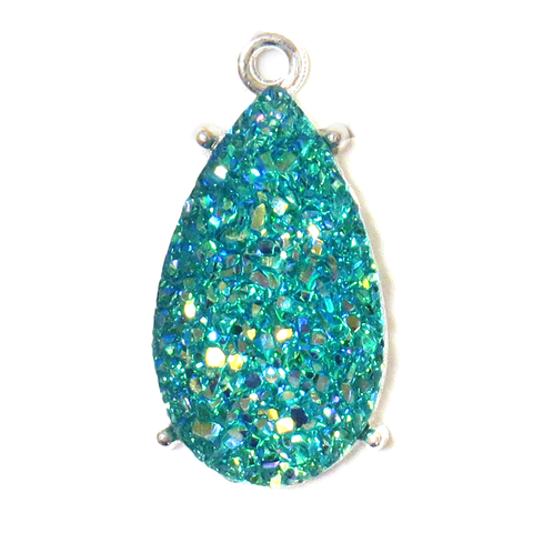 Drop, Blue AB Druzy Resin Pendant