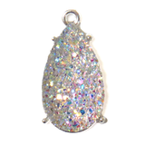 Drop, White AB Druzy Resin Pendant