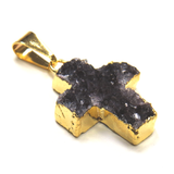 Druzy Cross Pendant; Dark
