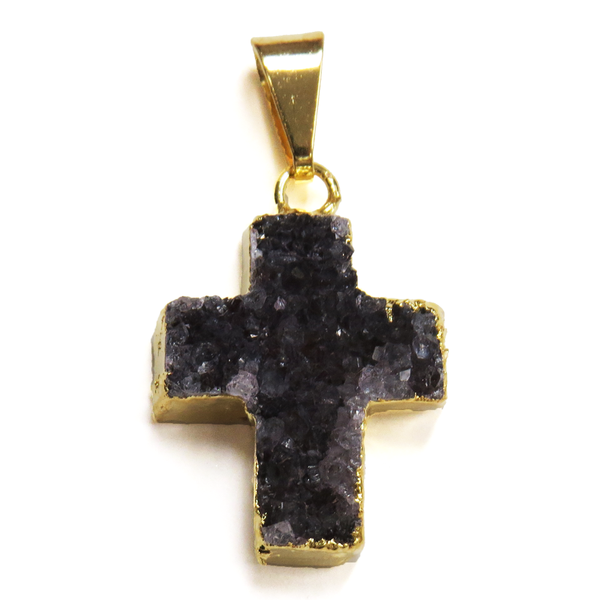 Druzy Cross Pendant; Dark