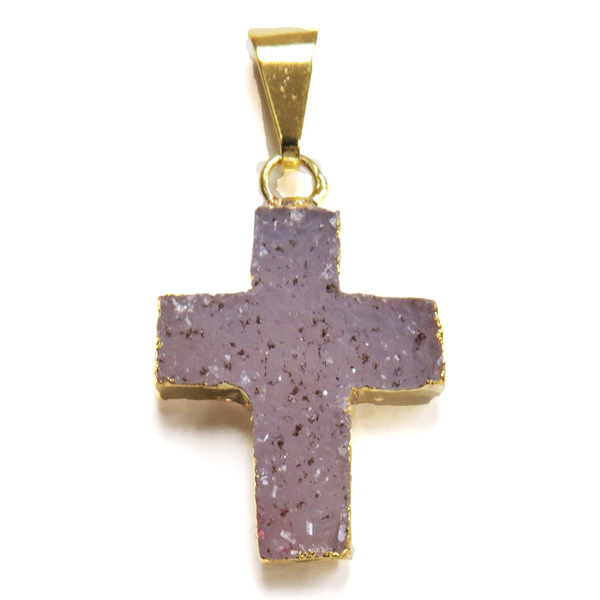 Druzy Cross Pendant; Light