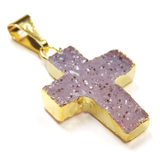 Druzy Cross Pendant; Light