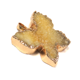 Yellow Druzy Butterflies Pendant -Gold