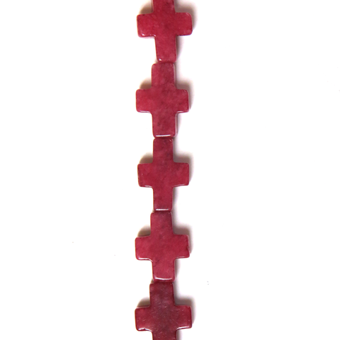Dyed Jade Cross; Red-26 pcs.