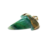 Gold Agate Shark Tooth Pendant, Algae Green, 47x37mm; 1 piece