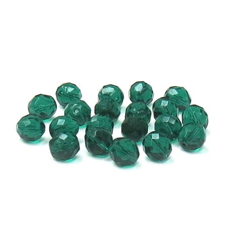 Emerald, Round Faceted Fire Polished, 12mm - 20 pcs