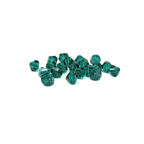 Swarovski Crystal, Bicone, Emerald, 6mm; 20pcs