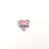Friend Heart Pink with Rhinestone - Floating Charm