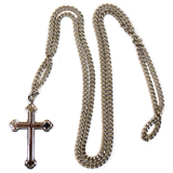 Fancy Cross Religious Necklace, 24" Long, Sterling Silver; 1 piece